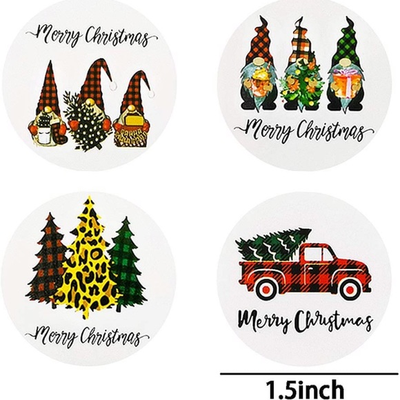 Other - 100 Christmas gnome/tree/truck stickers (1.5”)